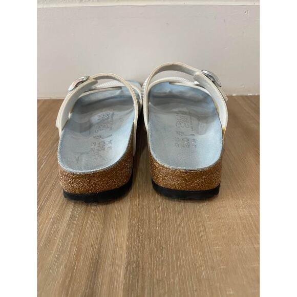 Birki's Birkenstock Blue White Stripe Aziza Double Strap Sandals Women’s Size 6 - Picture 6 of 10